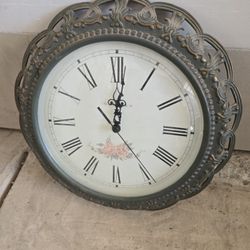 Vintage Ingraham Ornate Metal Quartz Wall Clock Mid Century 