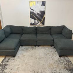Gray 4-Seater Modular Sectional Sofa