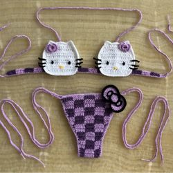 Hello Kitty Crochet Handmade Bikini Size S