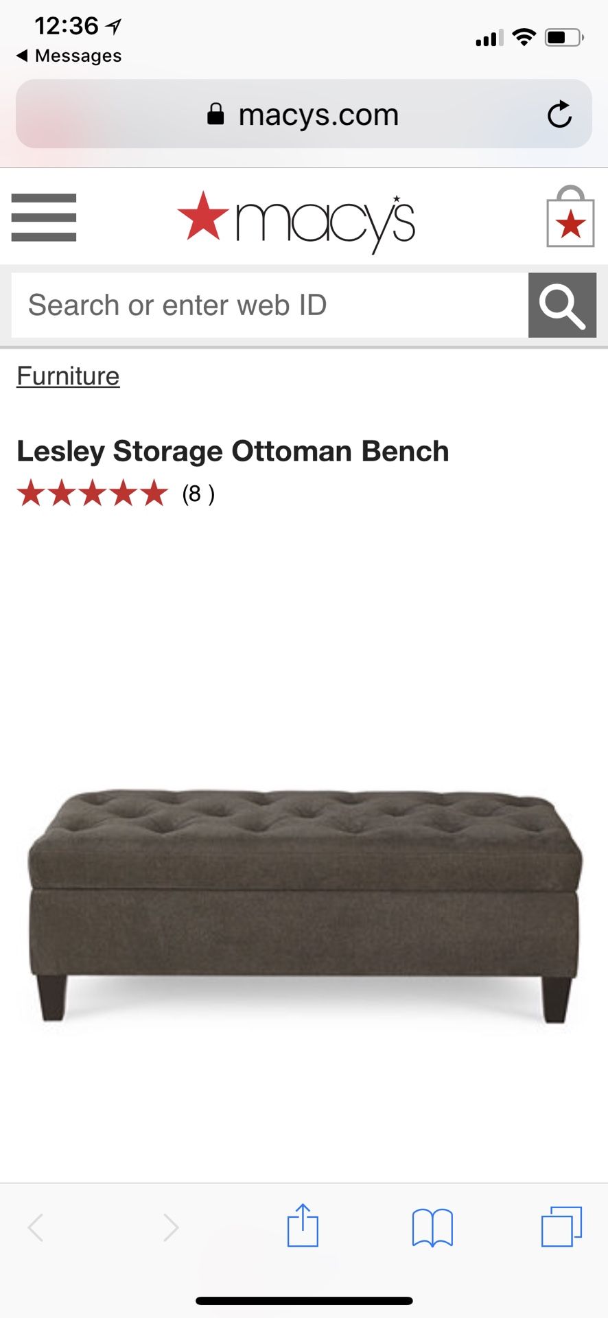 Macy’s Lesley Storage Ottoman Bench