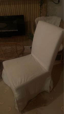 IKEA chair with white slip cover