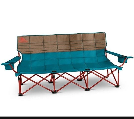 Kelty Lowdown Couch - 3 Person Capacity Camping Chair, Extra Large and Sturdy Bench for Campsites, Soccer Games, and Backyard Parties, with Cup Holder