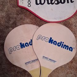 Wood paddles. Bocce ball set