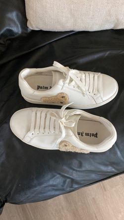 Palm Angels White Low-Top Sneakers with Bear Patch
