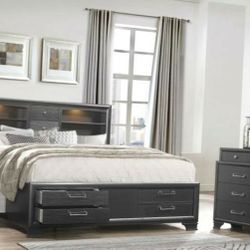 F-Q Storage LED Bedroom Free Chest or Matt