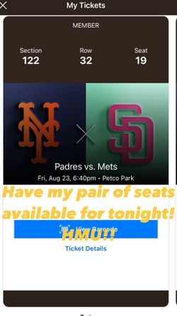 Padres Vs Mets 8/23/24 6:40PM