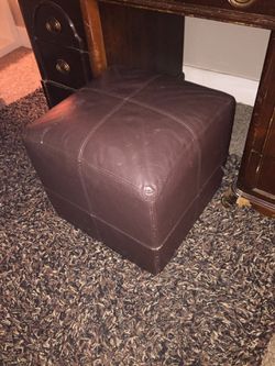 Real leather square ottoman