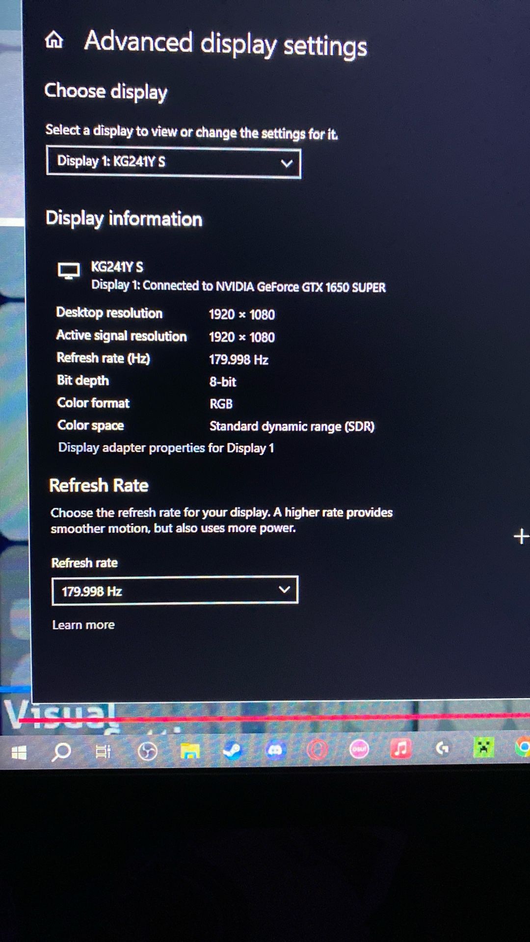 Acer KG241Y S 180hz Display ( READ END OF DESCRIPTION)