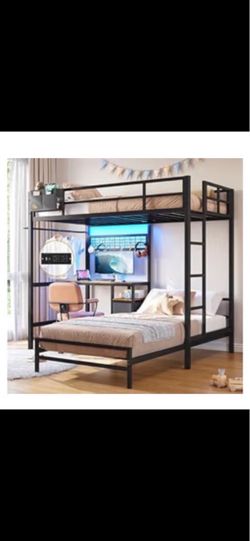 Bed frame with desk