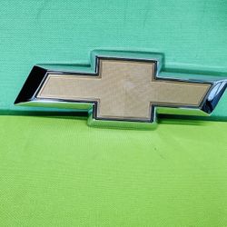 CHEVROLET GOLD AND CHROME TRUNK BOWTIE ADHESIVE EMBLEM OEM