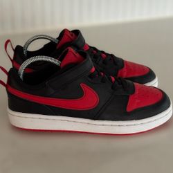 Nike Court Borough Low 2 "Bred" Boys Size 3Y Black Red Shoes BQ5451-007