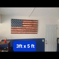 Wooden American Flag 3 Foot By 5 Foot