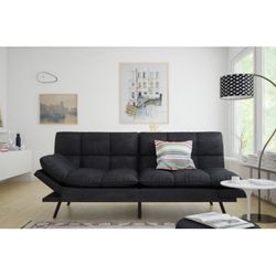 Mainstays Memory Foam Futon, Black Faux Suede Fabric, 72'' Black - Full