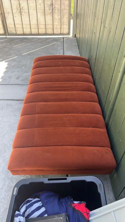 Rust Orange Channel-Tufted Upholstered Bench