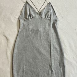 Sparkly Silver Mini Dress Womens Divided Sz Medium