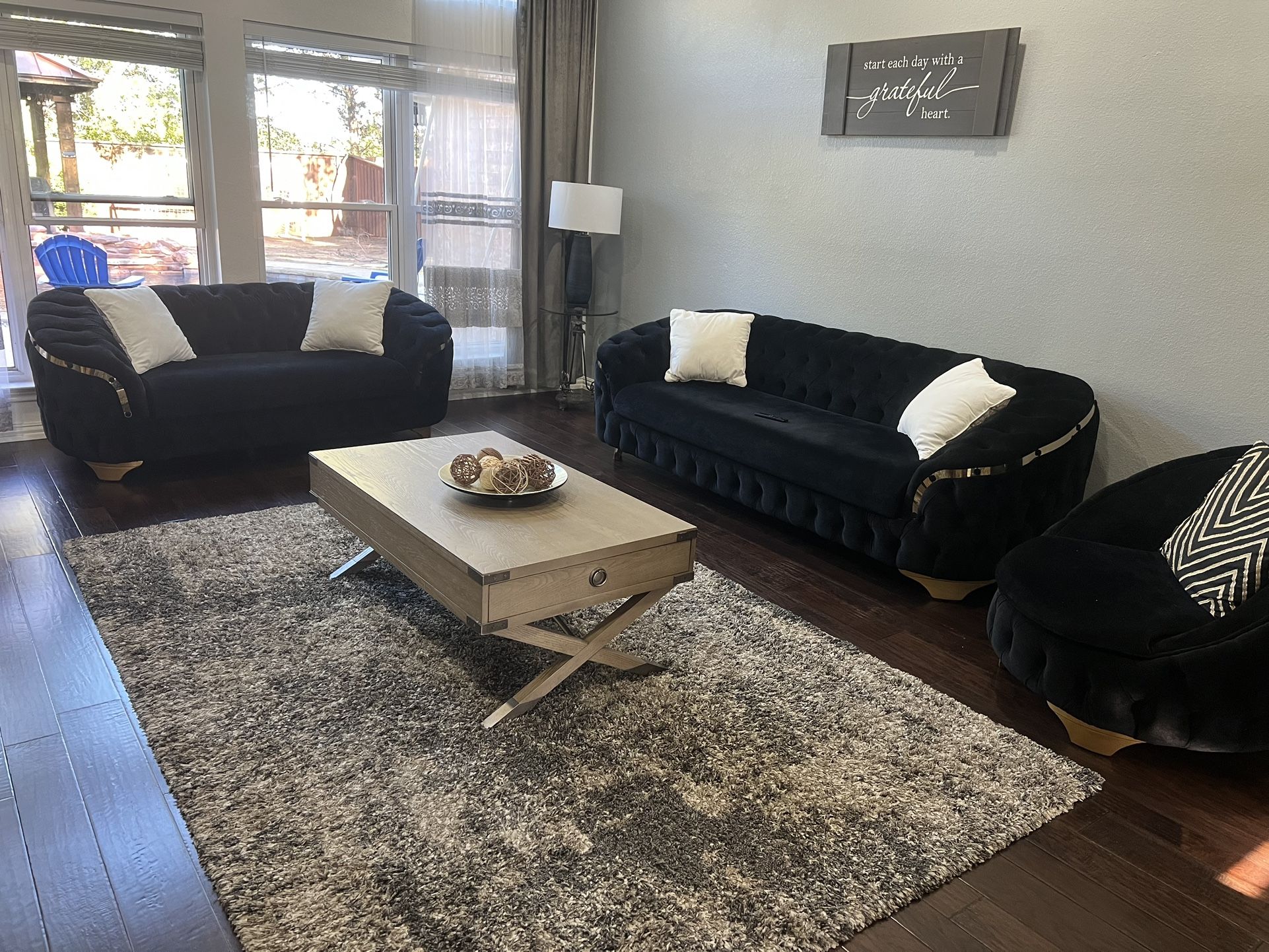 3 piece tufted sofa set