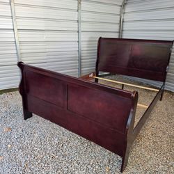Queen Ashley Sleigh Bed Frame with Mattress and Box Spring