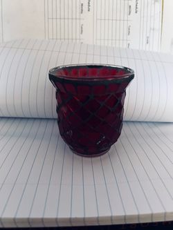 Red Mosaic Glass Votive Candle Holder