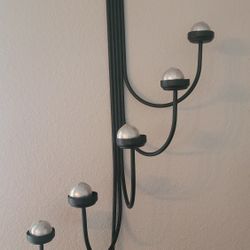 Gothic Black 5 tier Wrought Iron Tea Light Candle Holder Wall Sconce by PartyLite