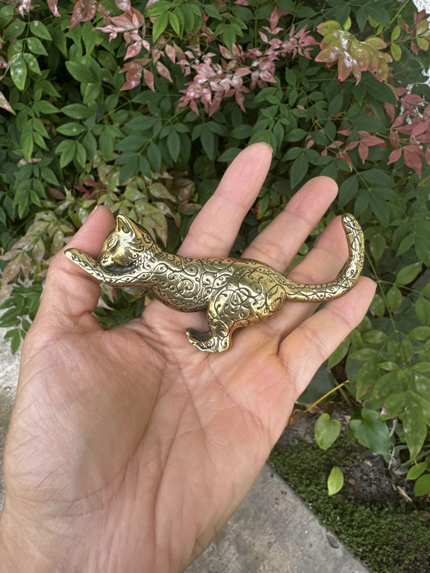 Vintage Brass Leopard Cat Figurine 1986 TFM The Franklin Mint Cats, Lover Antiques and Vintage