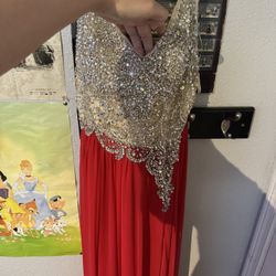 Red Slit Floor Length Corset Prom/Quince Dress