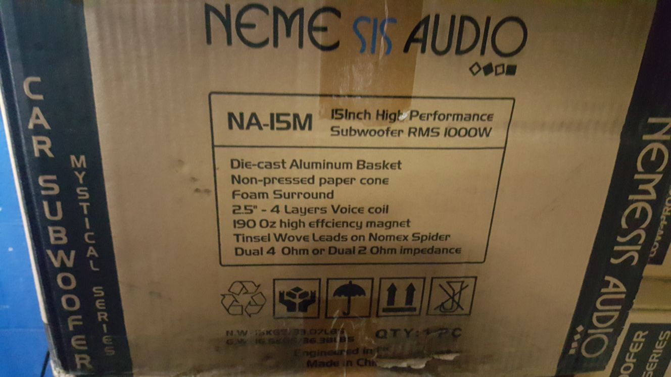 NEMESIS SUBWOOFER NA-15M 1000WATTS RMS