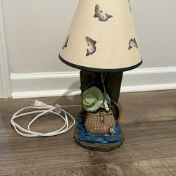 Vintage Fisherman’s Dream Gone Fishing Table Desk Lamp Resin Cabin No Shade