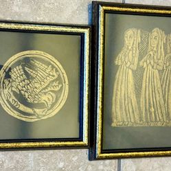 European medieval & Roman–inspired metallic relief rubbings Mid-20th-century decorative ar
