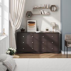 New Modern Double Dresser with 6 Drawers, Wide Chest Storage Organizer and TV Stand for Bedroom, Living Room, Hallway, Dormitory,  New in box T-WD23-0