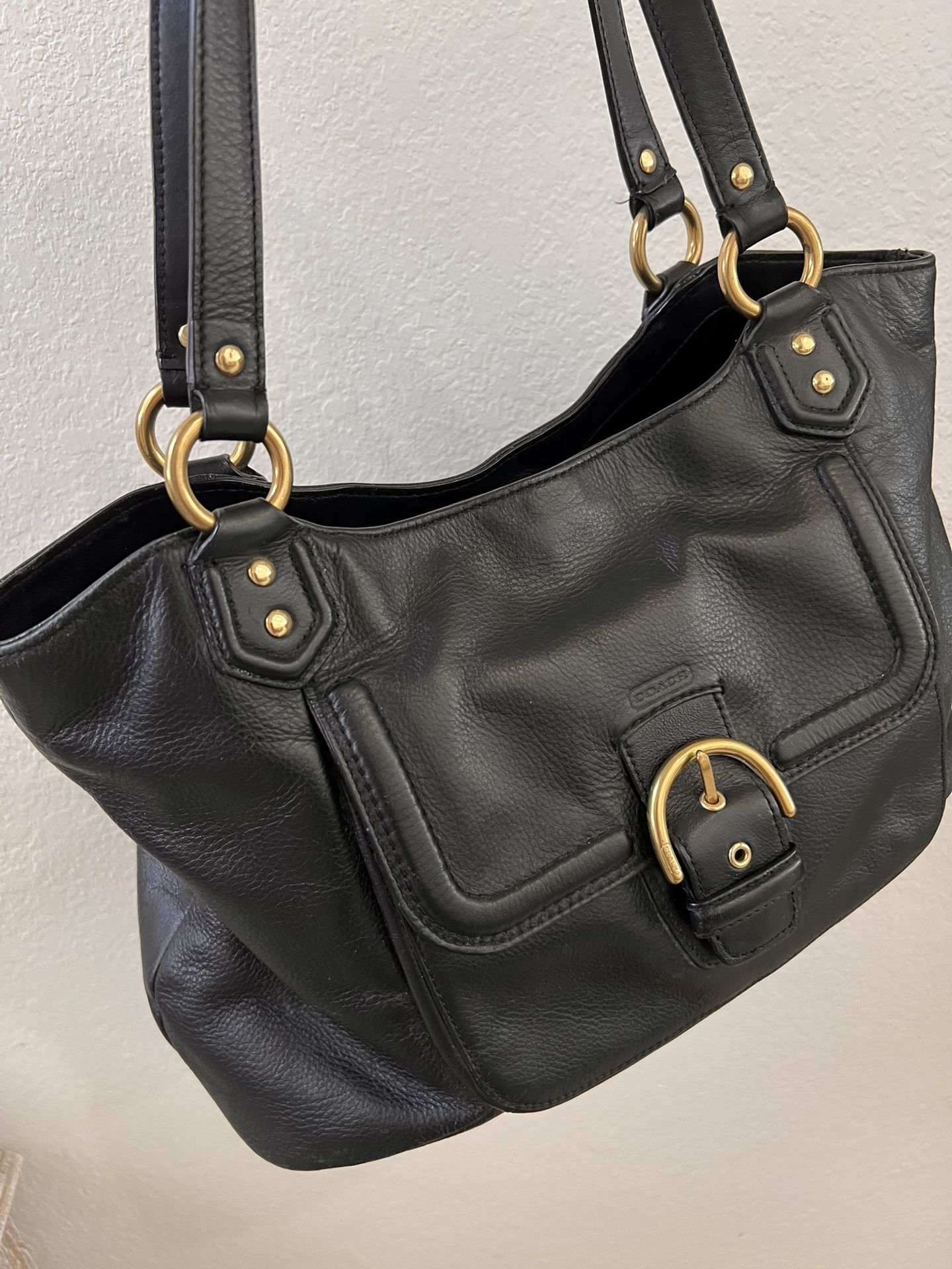 COACH Campbell Black Leather Tote Carryall Shoulder Bag