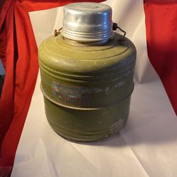 Antique Metal Ceramic Large Thermos 