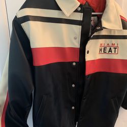 Vintage Miami Heat Leather Bomber Jacket Brand New!