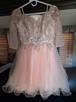 Girls size medium Blush Pink Beaded Tulle Formal Dress