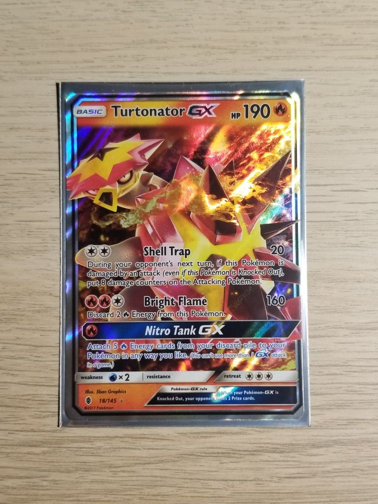 Turtonator GX, Pokemin card, Mint Sleeved