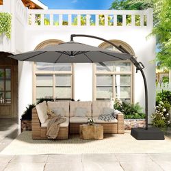 Outdoor Patio Umbrella with Base, 240G/M2 fabric, 10 FT Sun Shade Umbrella for Deck, Pool