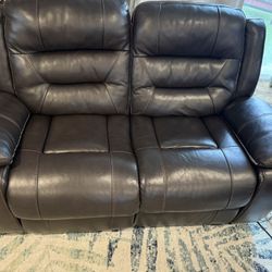 Leather sofa and loveseat