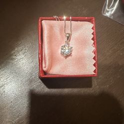 Moissanite White  Pendant S 925 Chain 1CT