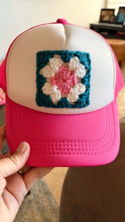 Pink Trucker Cap with Crochet Patch