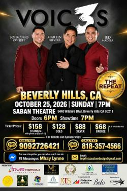 Concert Tickets to The Voices - Sofronio Vasquez, Jed Madela and Martin Nievera