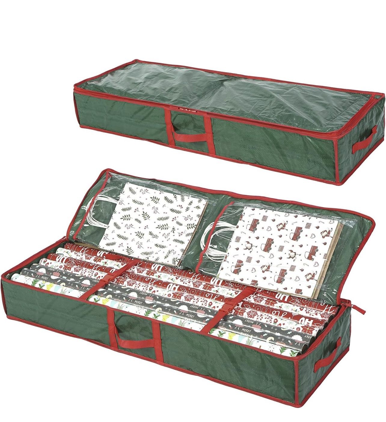 Underbed Gift Wrap Organizer,Gift Wrapping Paper Storage Container,Holds up to 20 Rolls,41"W x 14"D x 5.5"H (Green