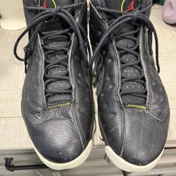 Jordan Men's Black and Yellow High-Top Sneakers. Size 13. Series 13.