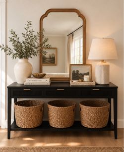 Studio McGee East Bluff Woven Console Table in Black