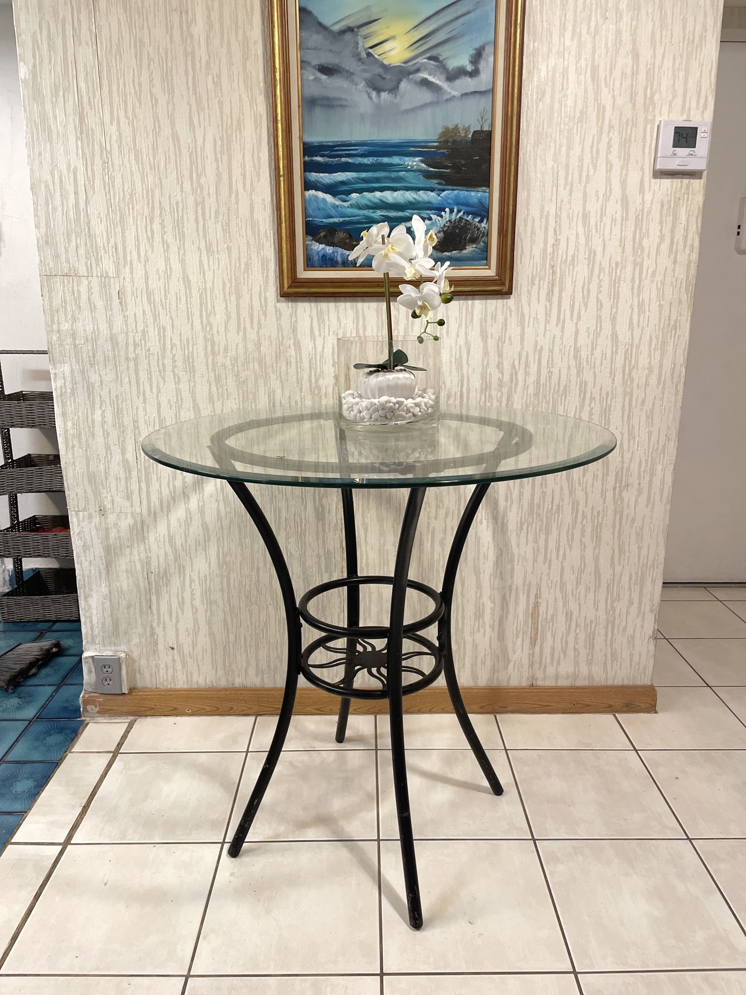 Bar Table Glass Top With Out Stool High Table