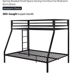 Twin over full size bunk bed frame. Black metal.