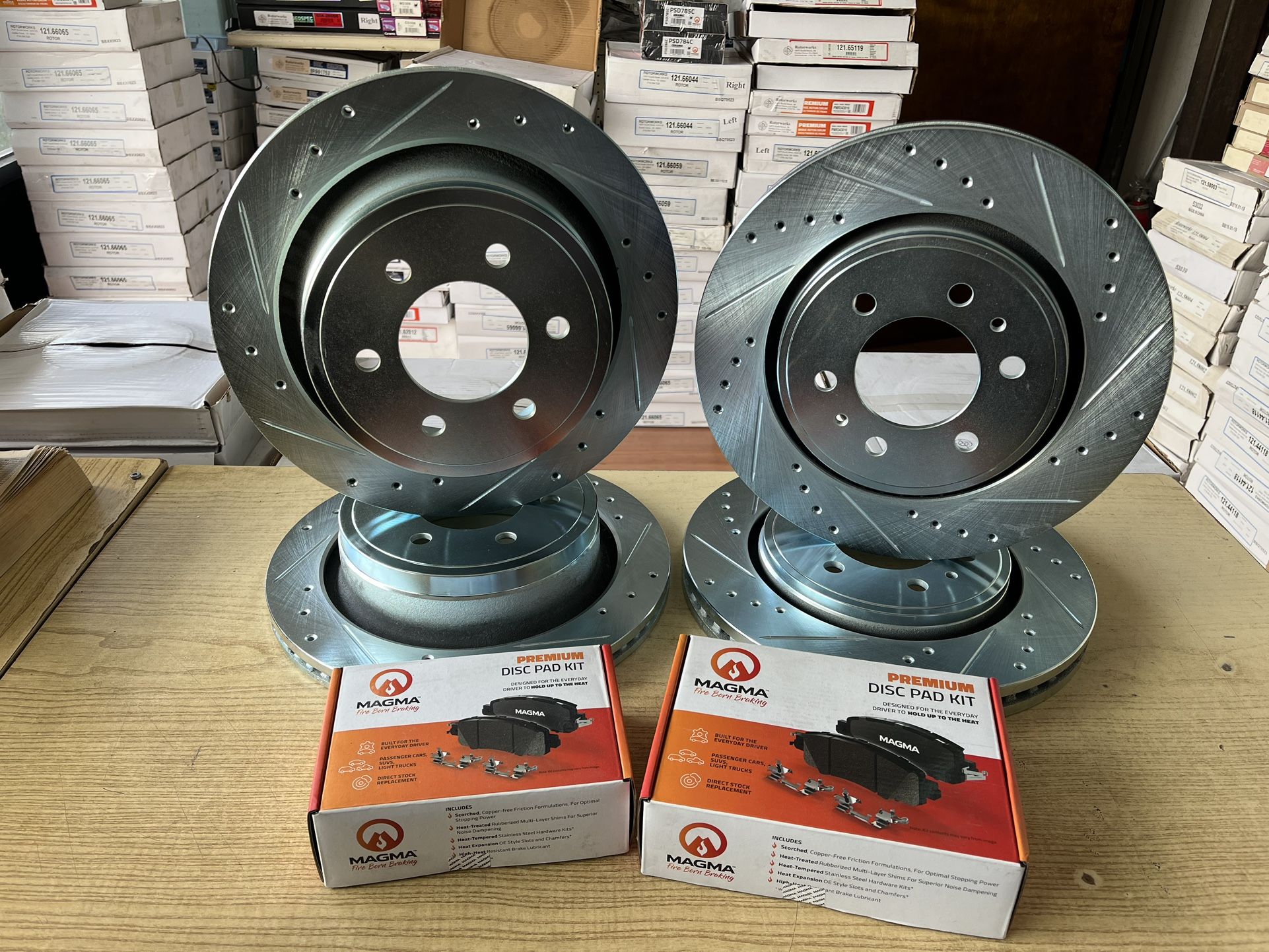Ford F150 Raptor 12-20 Drill Slot Rotors Ceramic Pads