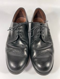 Allen Edmonds Yale 3311 Black Leather Plain Toe Blucher Dress Shoes Men's 10E