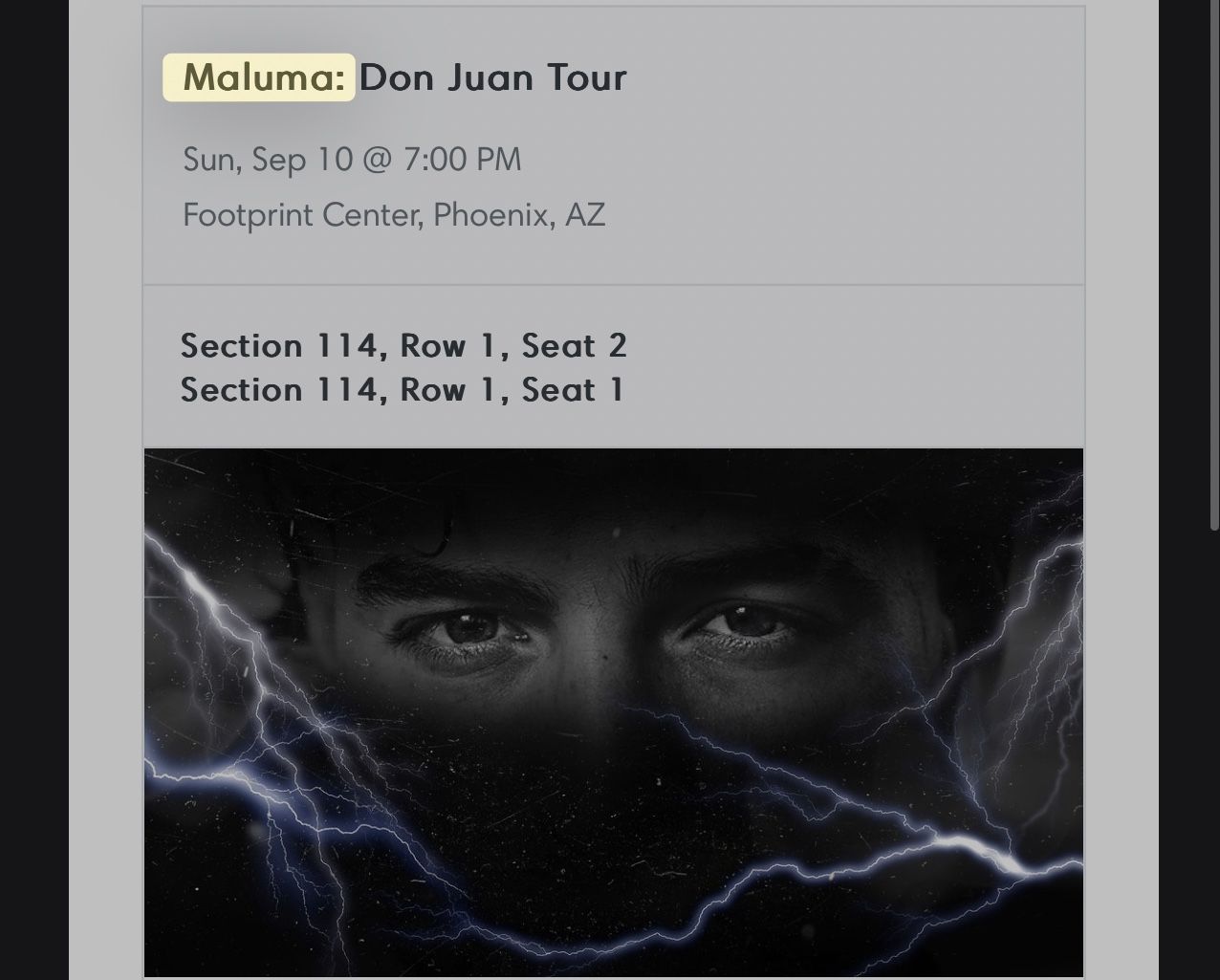 Maluma Concert Tickets 9/10/23