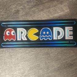 New Arcade Metal Embossed Pac Man Arcade Video Game Midway Sign 7"x20"