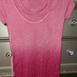 Cotton Blend Designer Pink Cowlneck Top/Tunic. NWOT. 