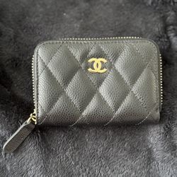 Caviar Quilted Zip Coin Purse Black CC
